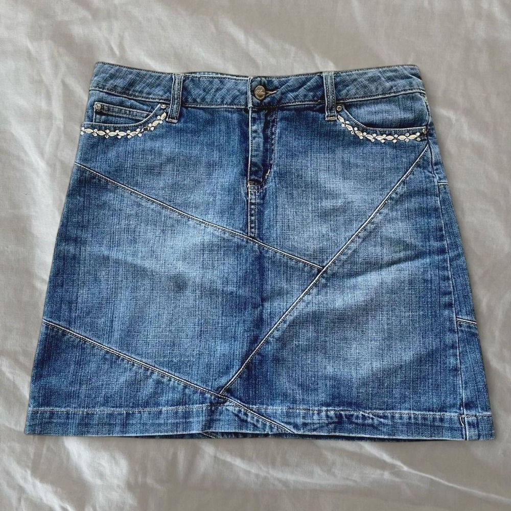 y2k lowrise jean mini skirt